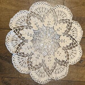 Vintage Handmade Elegant Cream Crochet Doily